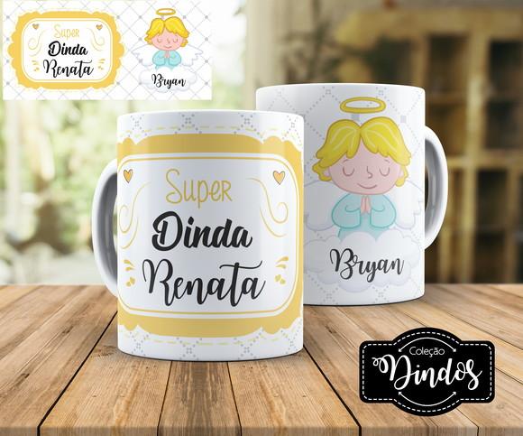 caneca batizado Presente dinda ou dindo convite batismo