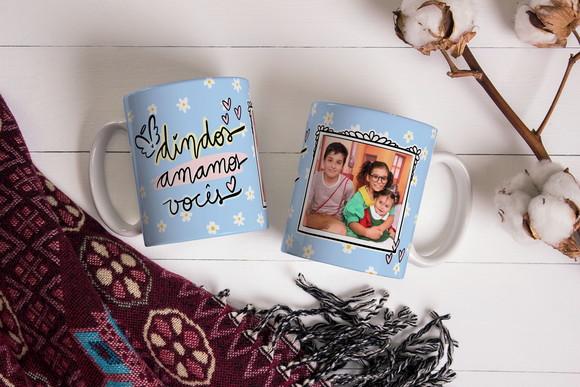caneca batizado Presente dindos amamos vocês