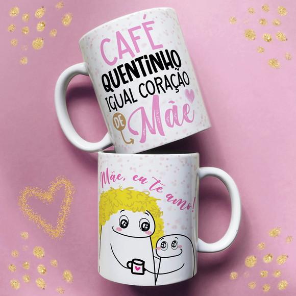 Caneca Café Quentinho Igual Coração de Mãe Meme