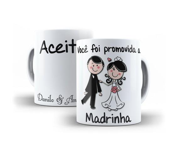 Caneca Convite de Casamento padrinho madrinha divertido