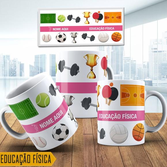 Caneca educação Física Personalizada rosa