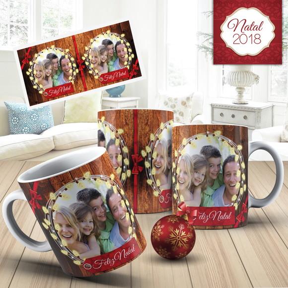 Caneca Feliz natal com foto luzes