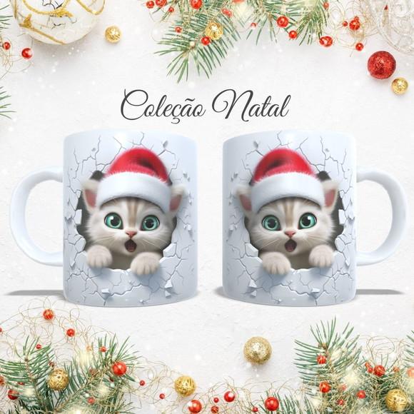 Caneca Gatinho Natal 3d Caneca de Natal Personalizada