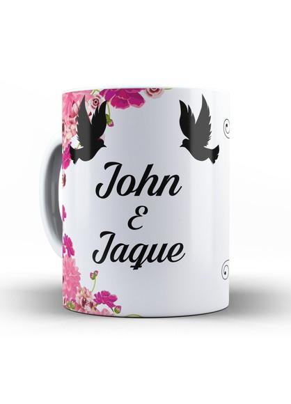 Caneca lembrança de Casamento padrinho ou madrinha passaros