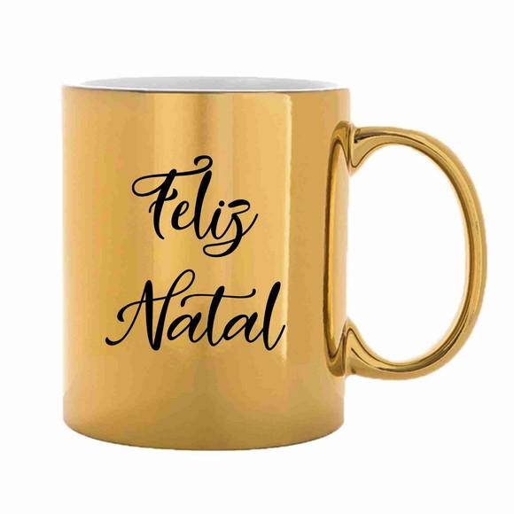 Caneca natal lembrança Personalizada cromada dourada