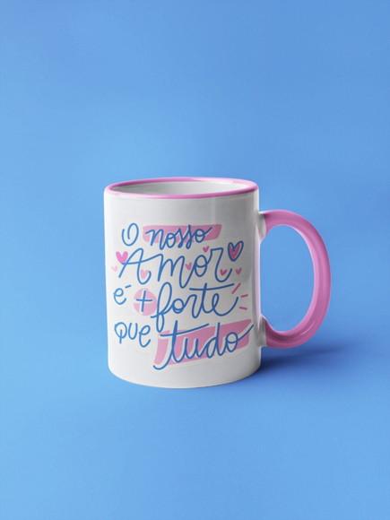 Caneca nosso amor é mais forte que tudo presente amor