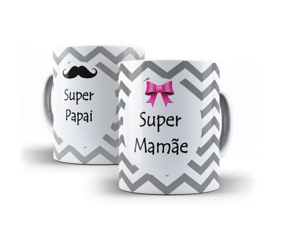 Caneca pai caneca mãe super papai super mamãe