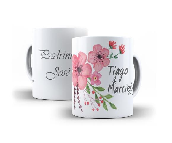 Caneca Personalizada Convite de Casamento Floral