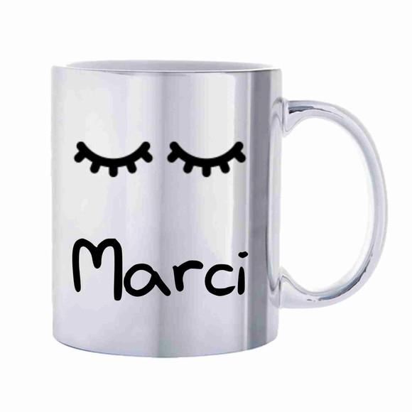 Caneca Personalizada cromada prata com nome