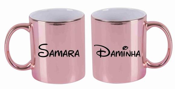 Caneca Personalizada cromada rose inspira respira não pira