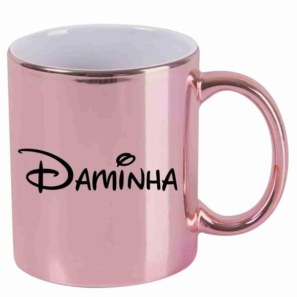 Caneca Personalizada cromada rose inspira respira não pira