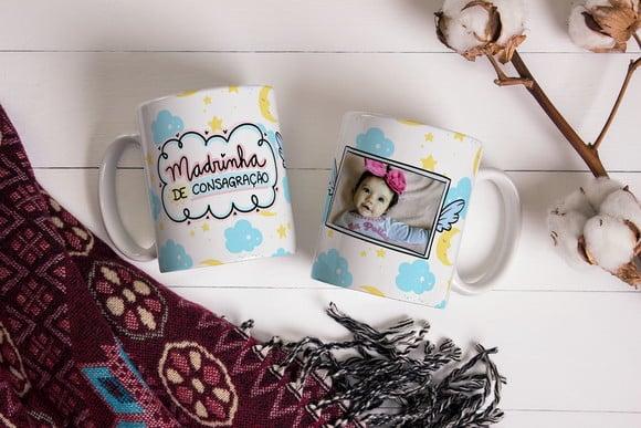 caneca personalizada madrinha de consagração com foto