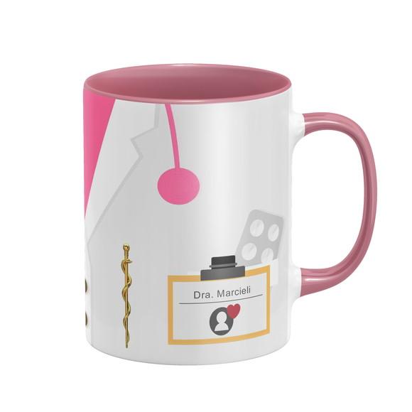 Caneca Personalizada Médica Medicina Profissão Médica Rosa