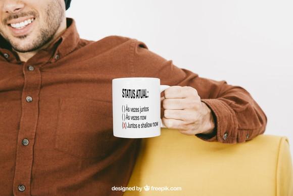 Caneca status de relacionamento juntos e shallow now