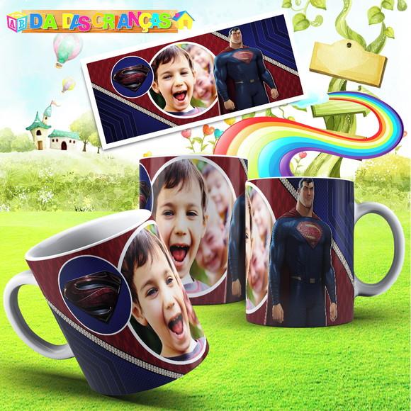 Caneca super homem infantil com foto