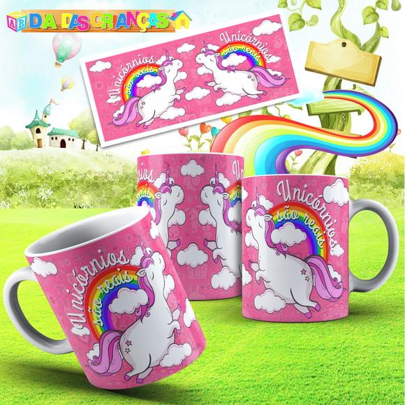 caneca unicórnios são reais crianças rosa plastico