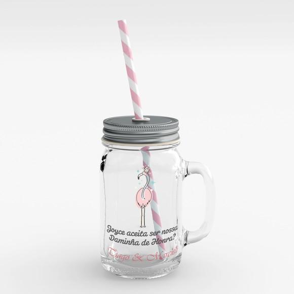 Convite Daminha de Casamento mason jar mini jarro flamingo