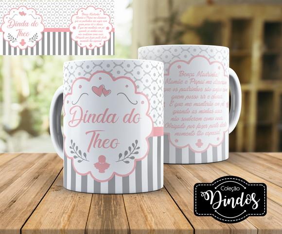 convite de batismo caneca presente dindo ou dinda mesagem