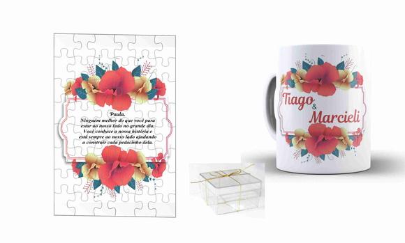 Convite padrinhos de casamento personalizado floral