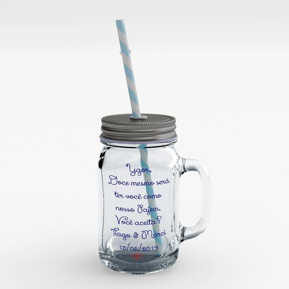 copo canudo Convite Pajem de Casamento mason jar mini jarro