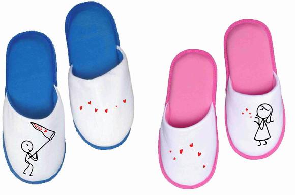 Par de Pantufas namorados colher amor