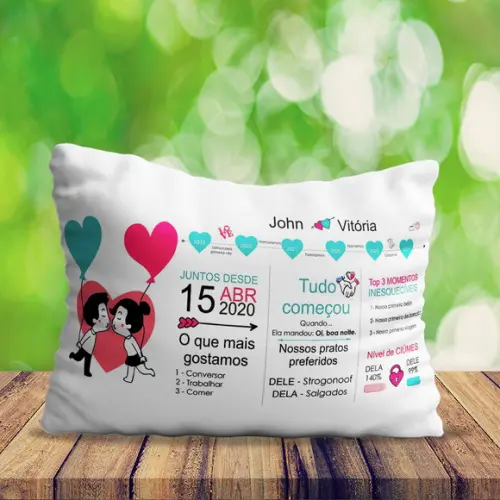 Almofada namorados casal paixão presente amor