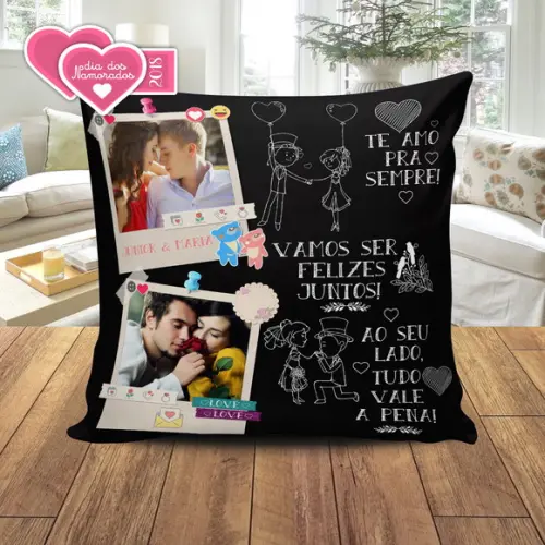 Almofada namorados te amo pra sempre chalkboard
