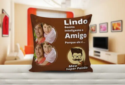 Almofada personalizada com foto pai lindo dia dos pais 30