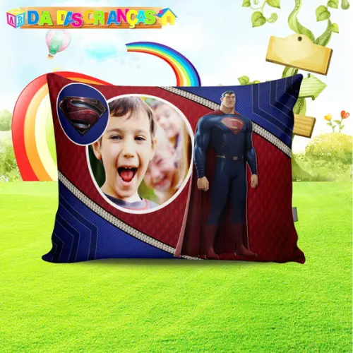 Almofada super homem com foto criança personalizada