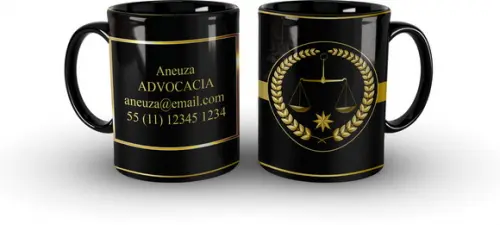 Caneca Advocacia Personalizada com Logo Preta