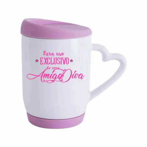 Caneca amiga lembrança amizade presente migas tampa silicone