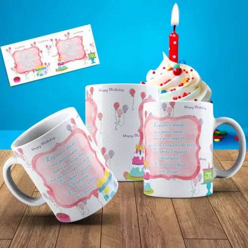 Caneca Aniversário Presente De Aniversário Mensagem Feminina