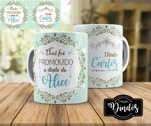 caneca batizado Presente dinda ou dindo convite batismo