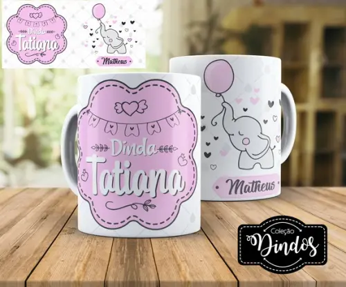 caneca batizado Presente dinda ou dindo convite batismo