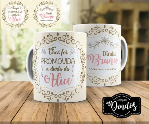caneca batizado Presente dinda ou dindo convite batismo
