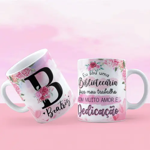 Caneca Bibliotecária Personalizada com Nome Personalizado