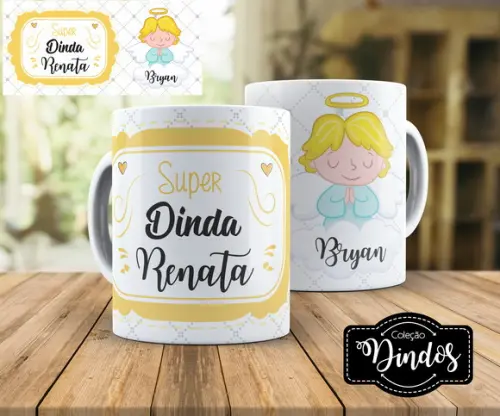 caneca batizado Presente dinda ou dindo convite batismo