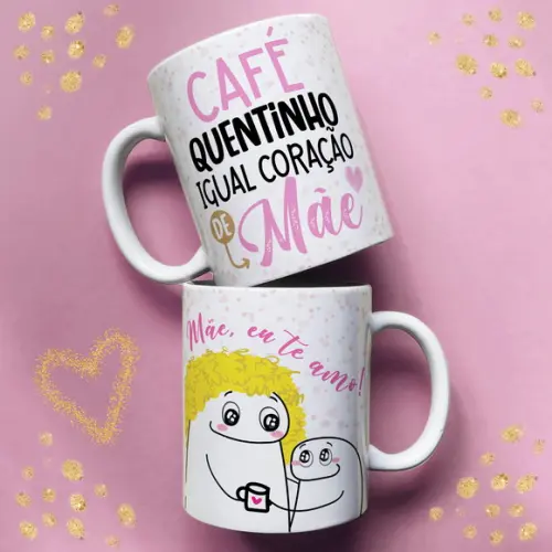 Caneca Café Quentinho Igual Coração de Mãe Meme