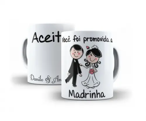 Caneca Convite de Casamento padrinho madrinha divertido