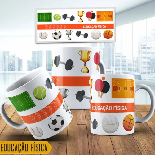 Caneca educação Física Personalizada laranja
