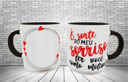 Caneca é sorte ter o meu sorriso ter você como motivo amor