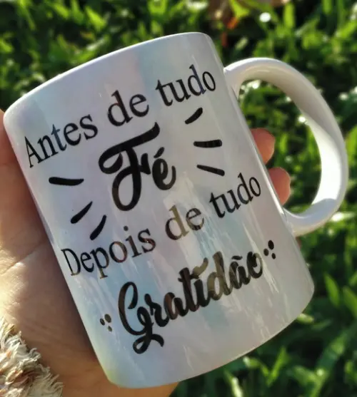 Caneca fé caneca motivacional lembrança frase motivacional