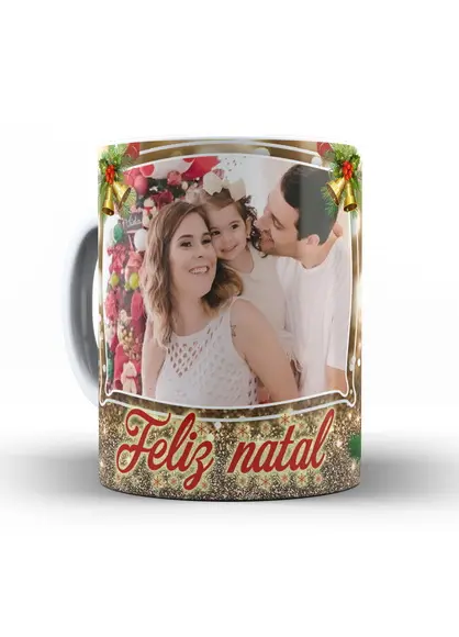 Caneca Feliz natal com fotos Lançamento exclusivo ref 02