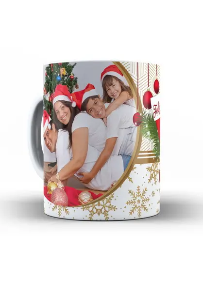 Caneca Feliz natal com fotos Lançamento exclusivo ref 02