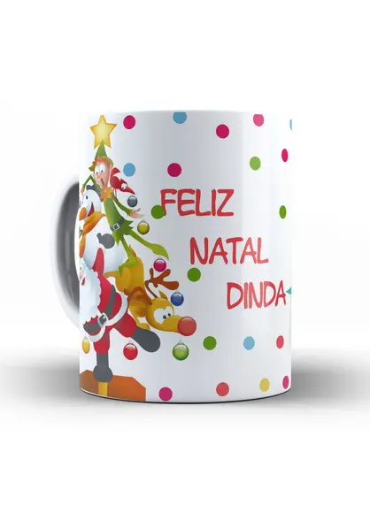 Caneca Feliz natal Dinda com sua foto