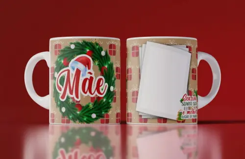 Caneca Feliz Natal Mãe Personalizada Om Foto