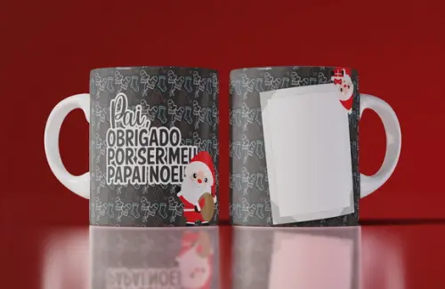Caneca Feliz Natal Pai Personalizada com Foto