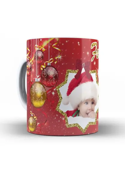 Caneca Feliz Natal Personalizada com Foto