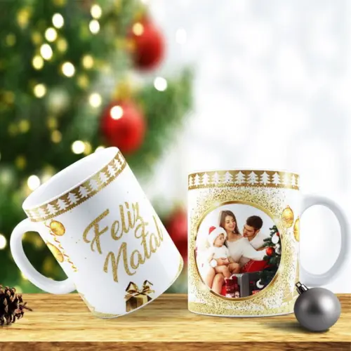 Caneca Feliz Natal Personalizada com Foto