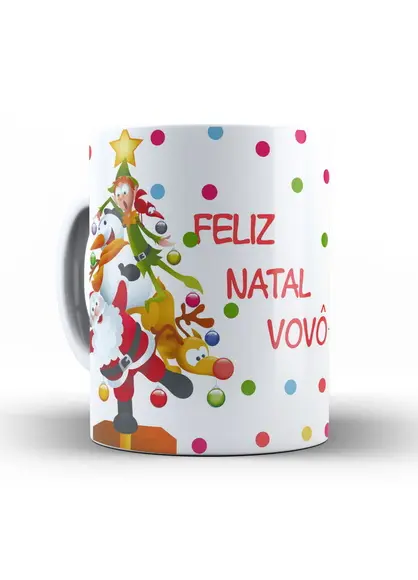 Caneca Feliz natal vovô com sua foto